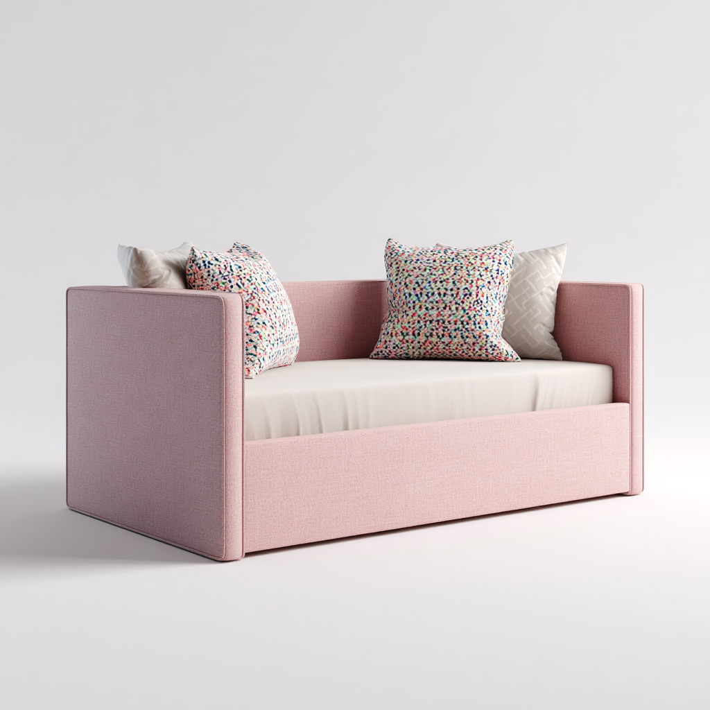 Schlafsofa aus Stoff 200x90x85 cm - rosé - modernes Design für Wohnzimmer und Gästezimmer