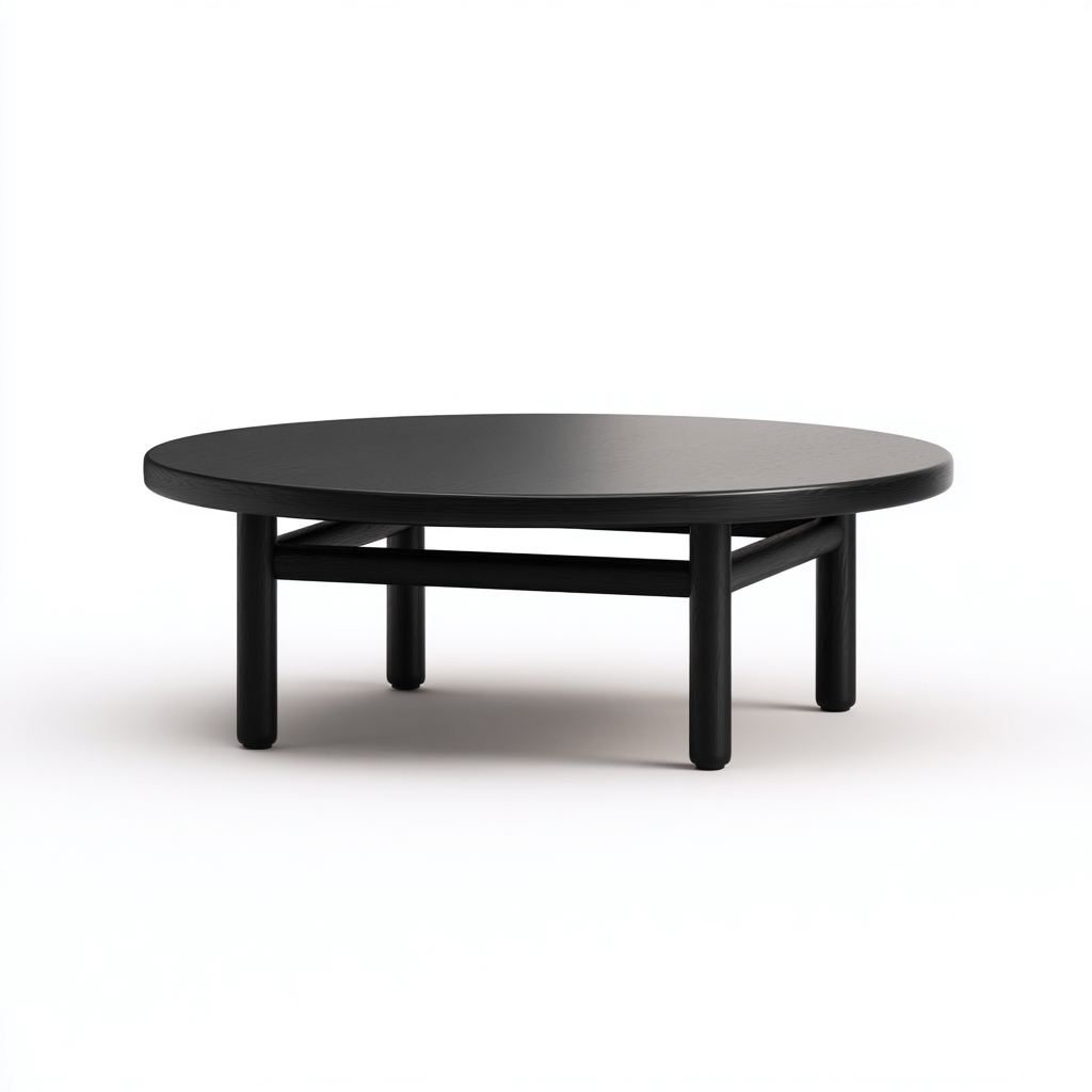 Couchtisch aus Holz 90x90x38 cm - schwarz - rundes Design mit stabiler Struktur