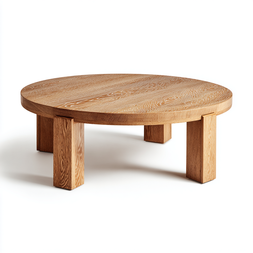 Couchtisch Massivholz 90x90x40 cm - eiche - rund - modernes Design