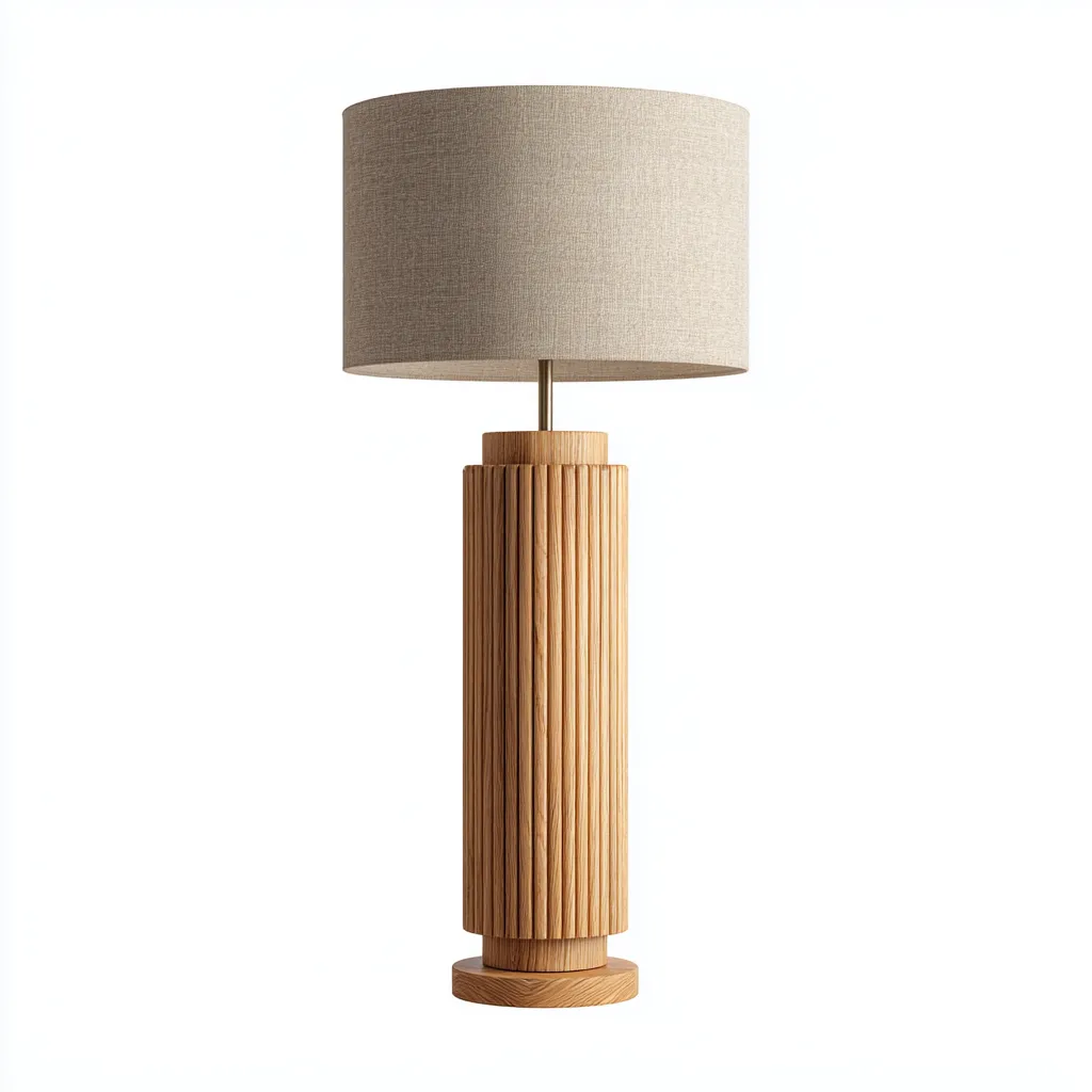 Stehlampe Holz-Textil 40x40x150 cm - hellbraun-beige - skandinavisches Design mit Stoffschirm