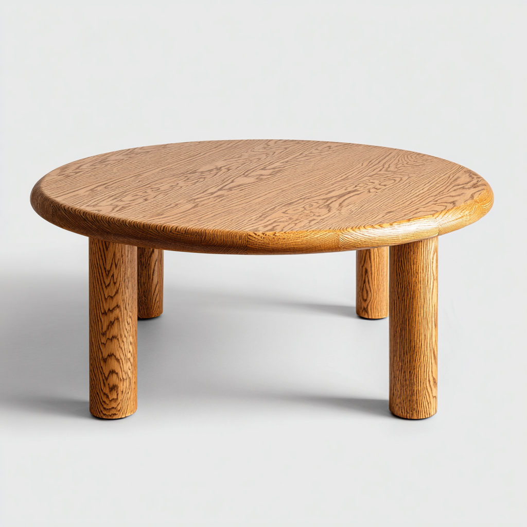 Couchtisch Holz 90x90x38 cm - hellbraun - rundes modernes Design für Wohnzimmer