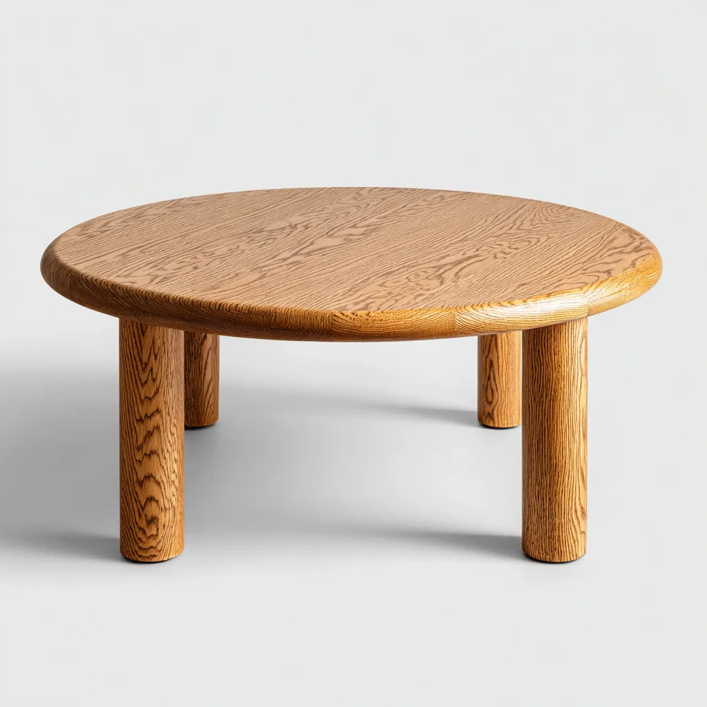 Couchtisch Holz 90x90x38 cm - hellbraun - rundes modernes Design für Wohnzimmer