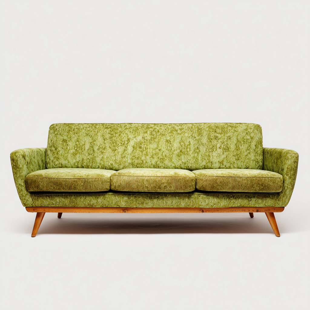 Dreisitzer Sofa Stoff 215x85x80 cm - hellgrün - skandinavisches Retro-Design mit Holzfüßen