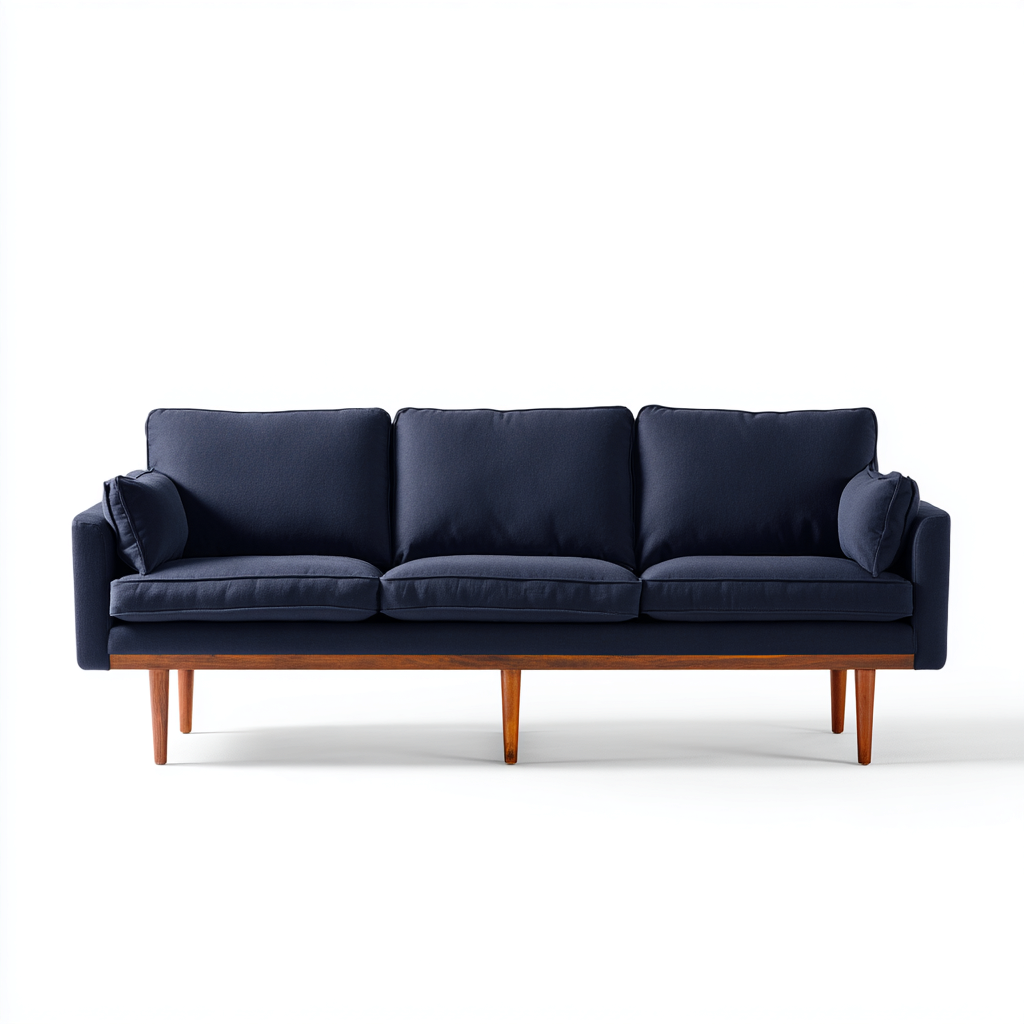 Dreisitzer Sofa Stoff 210x85x80 cm - dunkelblau - skandinavisches Design mit Holzgestell