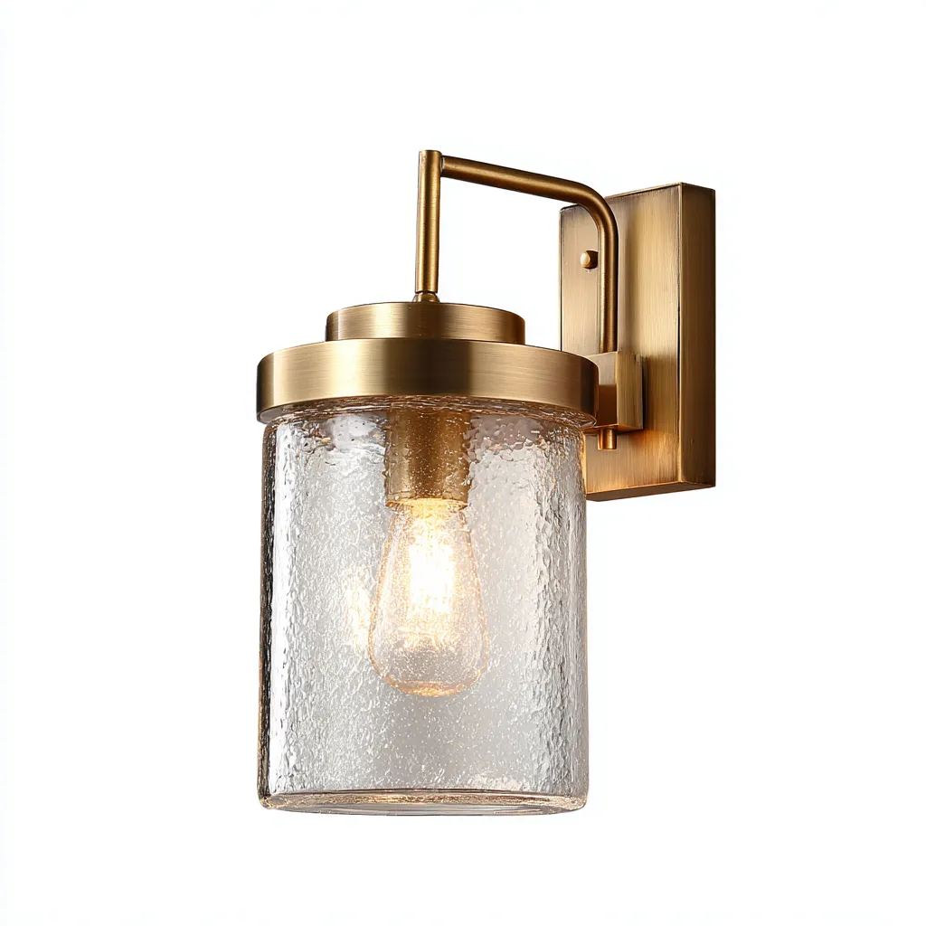 Wandleuchte Metall Glas 17x12x26 cm - gold - modernes Design mit Klarglas-Schirm