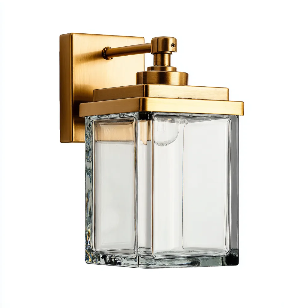 Wandleuchte Metall-Glas Gold - 18x14x25 cm - Modernes Design mit klarem Glasschirm