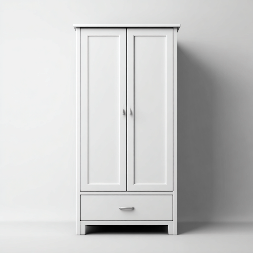 Kleiderschrank Holz 100x50x190 cm - weiß - klassisches Design - mit 2 Türen und 1 Schublade