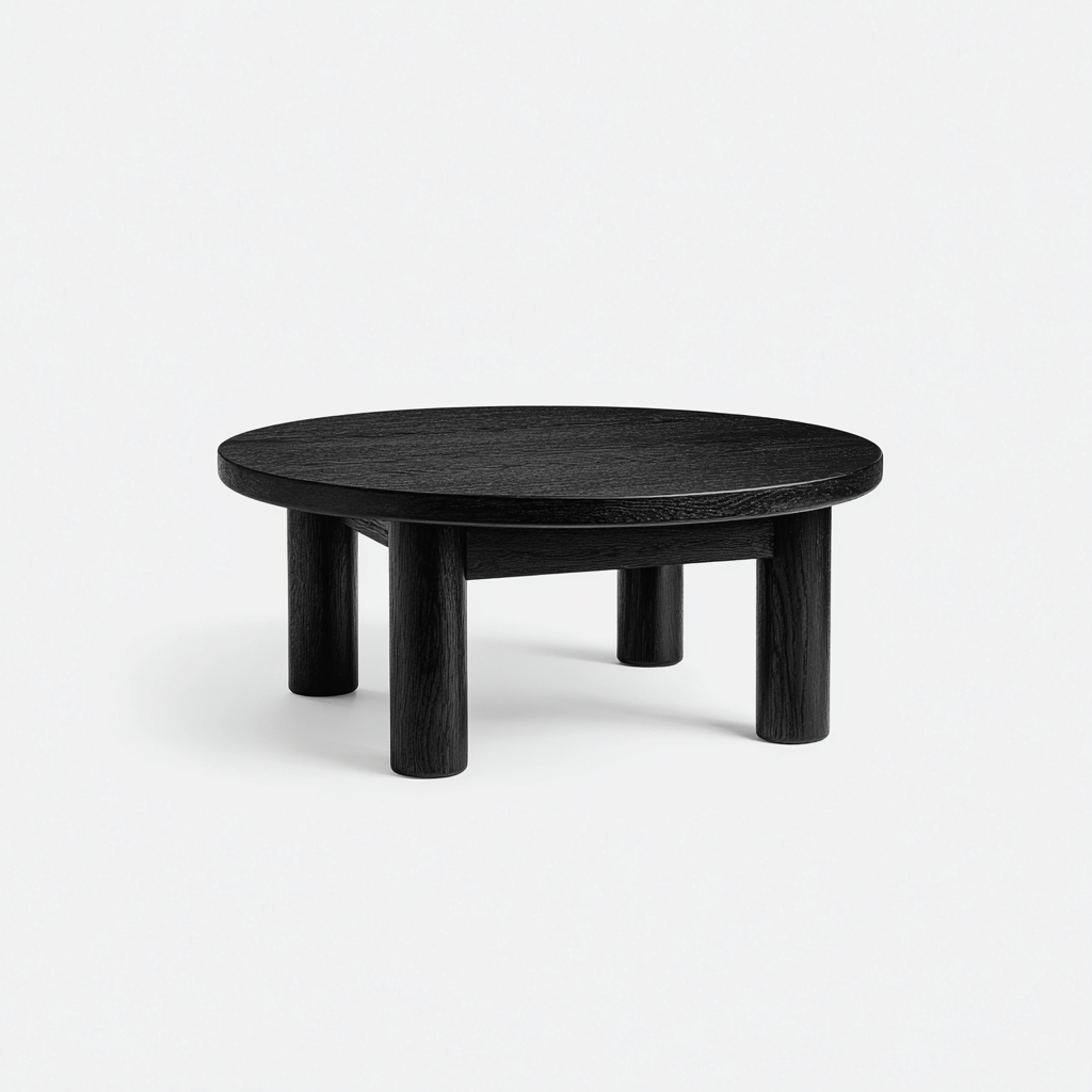 Couchtisch Rundholz 80x80x40 cm - schwarz - modernes Design - stabil und elegant