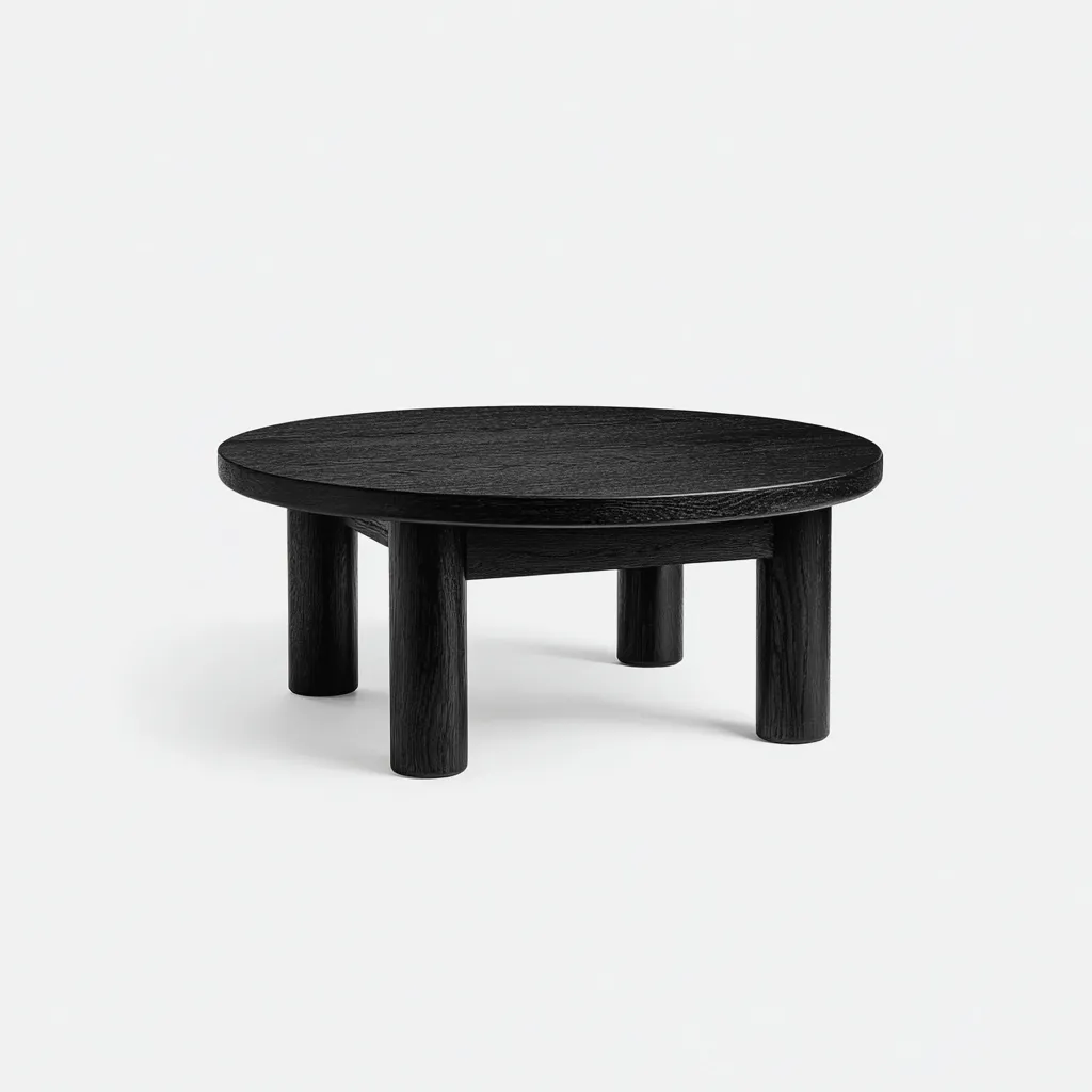 Couchtisch Rundholz 80x80x40 cm - schwarz - modernes Design - stabil und elegant
