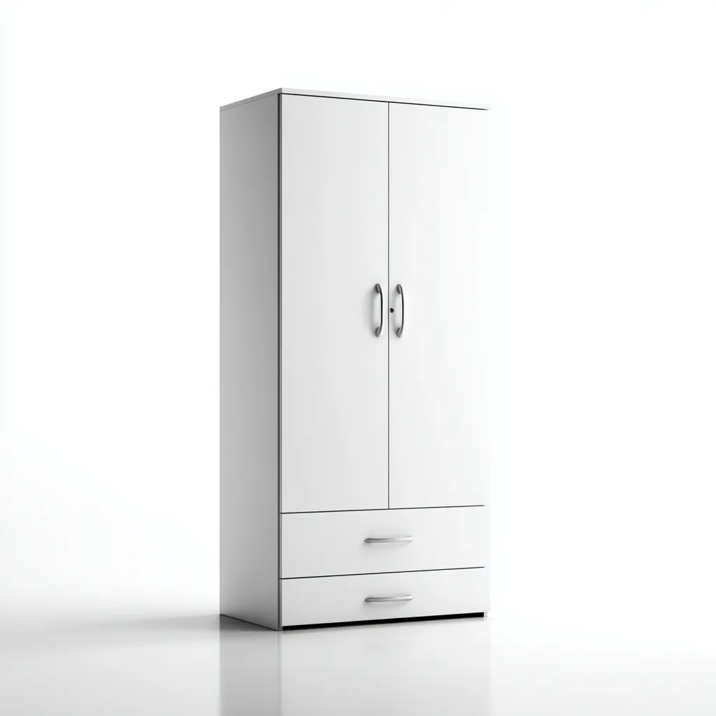 Kleiderschrank aus Holz 100x50x180 cm - weiß - mit 2 Türen und 2 Schubladen - modernes minimalistisches Design