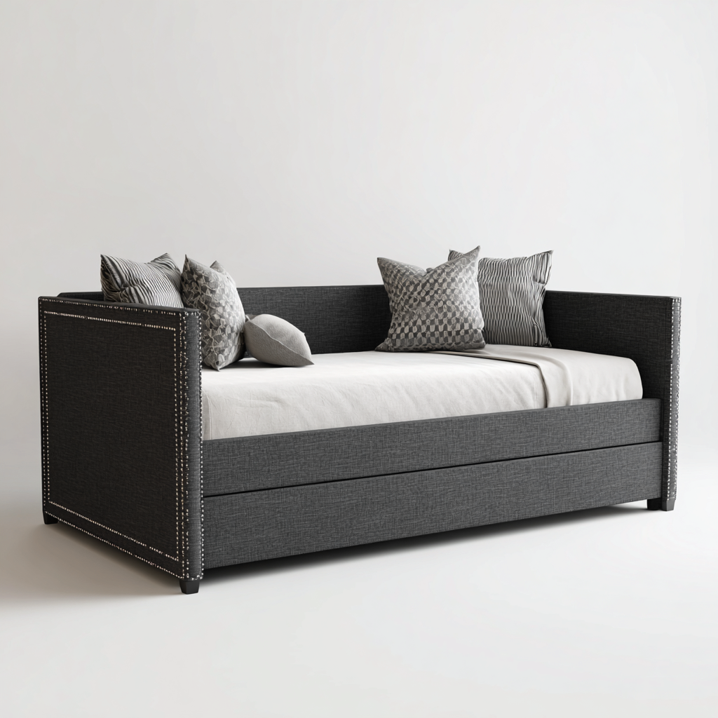 Schlafsofa Stoff 205x95x85 cm - dunkelgrau - mit Ausziehbett