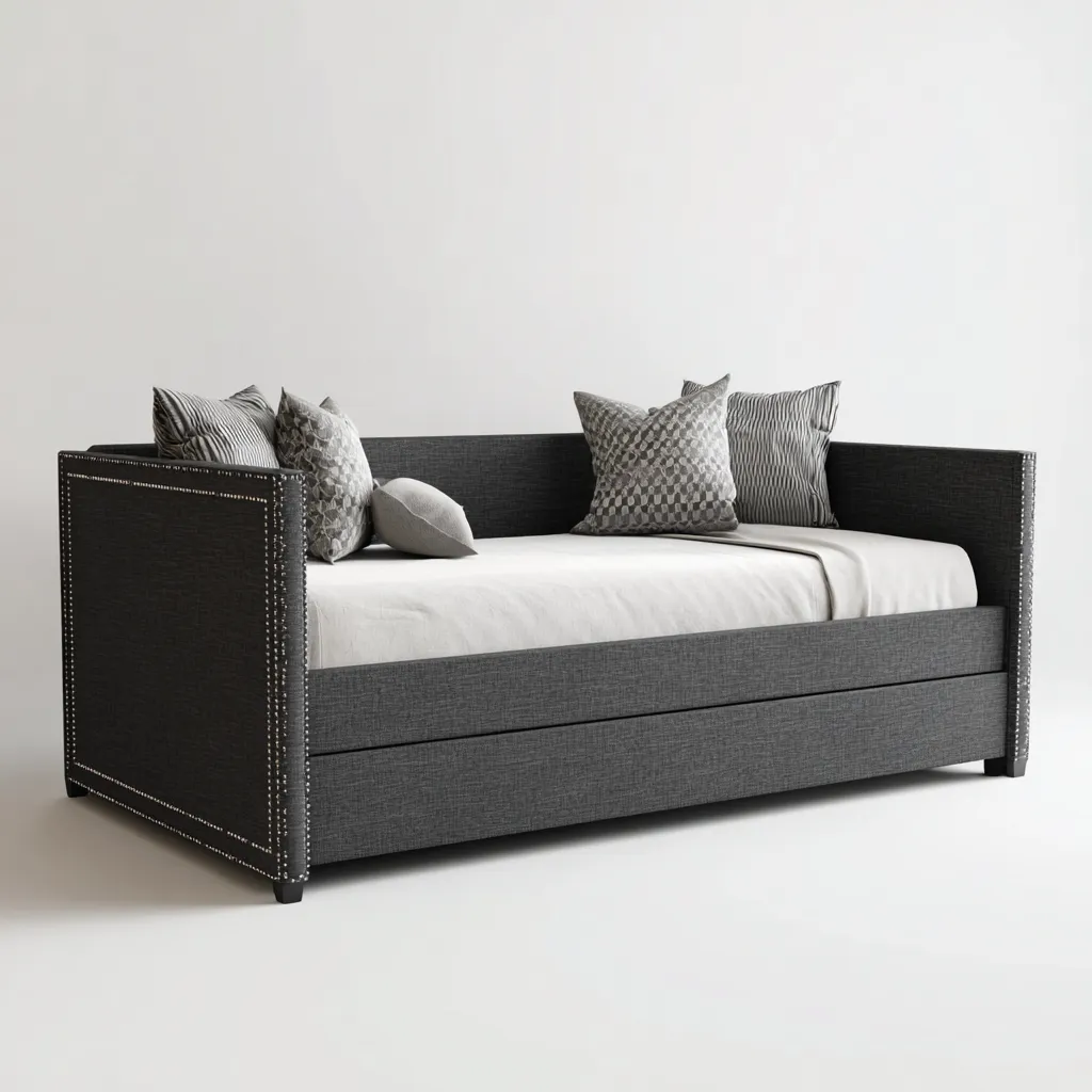 Schlafsofa Stoff 205x95x85 cm - dunkelgrau - mit Ausziehbett