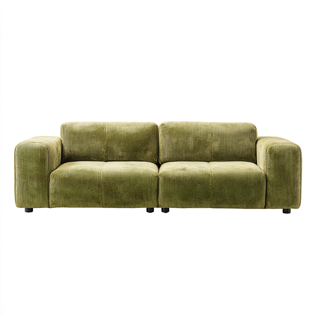 Dreisitzer Sofa Cord 225x95x75 cm - olivgrün - modernes Design mit breiten Armlehnen