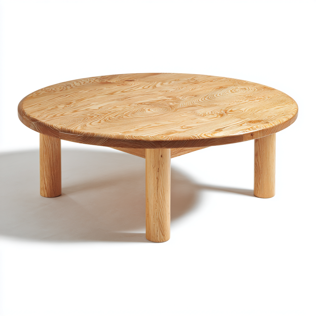 Couchtisch aus Kiefernholz 90x90x35 cm - naturfarben - rundes Design im skandinavischen Stil