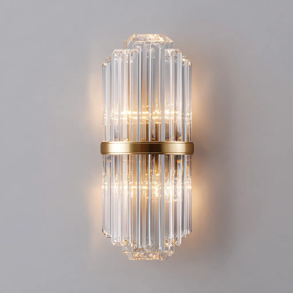 Wandlampe Metall-Glas 20x12x35 cm - gold-transparent - modernes Design mit Kristalloptik