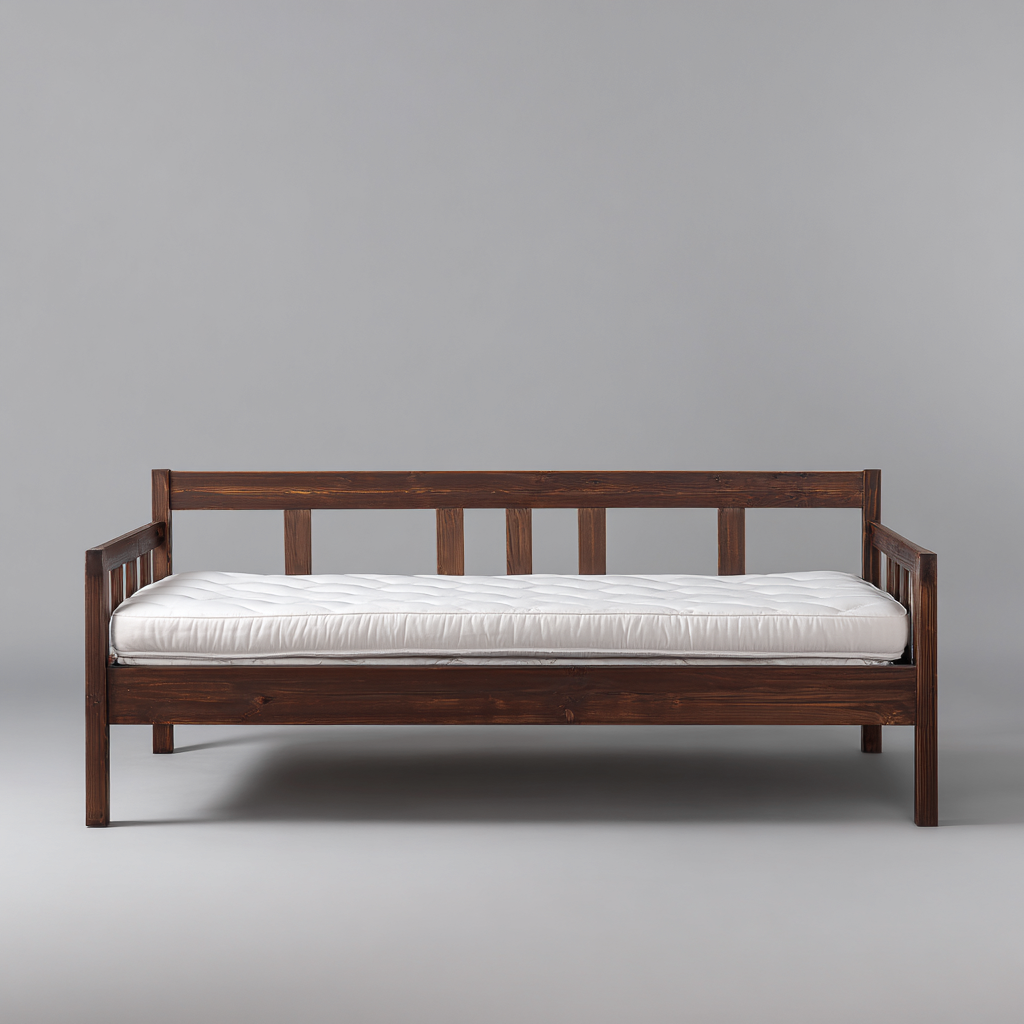 Schlafsofa Massivholz 200x90x85 cm - dunkelbraun - klassisches Design - ohne Stauraum