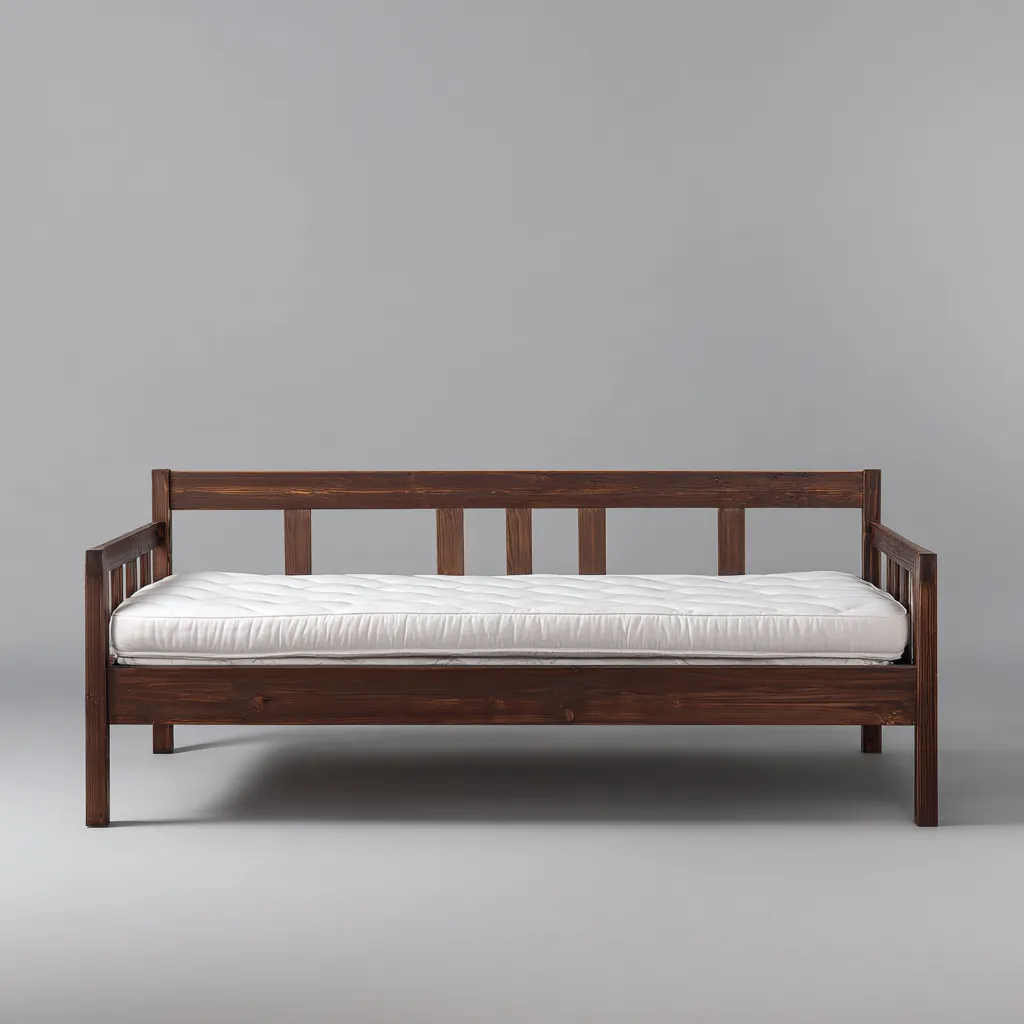 Schlafsofa Massivholz 200x90x85 cm - dunkelbraun - klassisches Design - ohne Stauraum