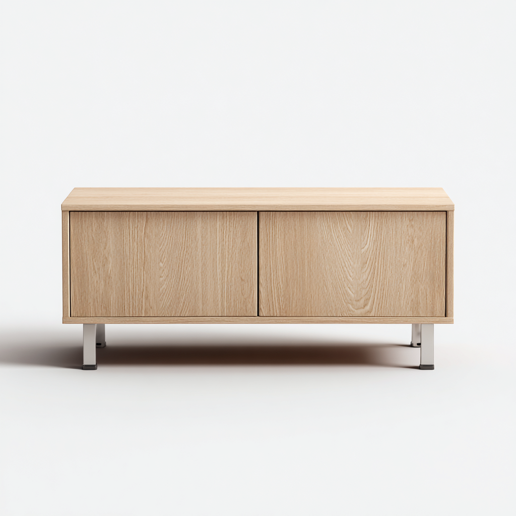 TV-Schrank Holz-Metall 140x40x55 cm - hellholz - modernes Design mit Stauraum