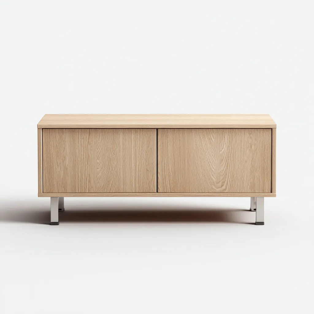 TV-Schrank Holz-Metall 140x40x55 cm - hellholz - modernes Design mit Stauraum