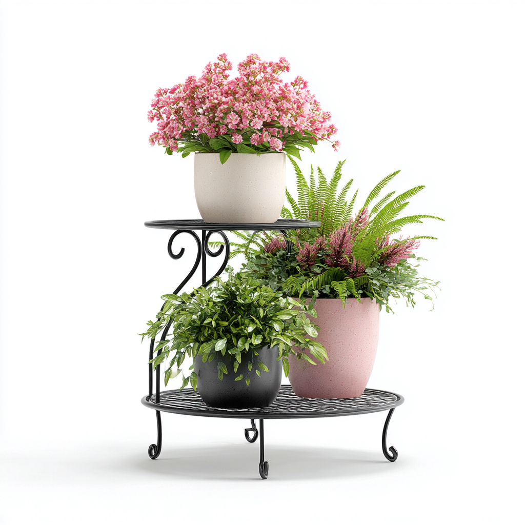 Pflanzenregal aus Schmiedeeisen 40x40x50 cm - schwarz - klassisches Design