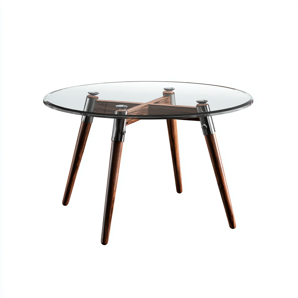 Couchtisch - Glas und Holz - 90x90x45 cm - Transparent-Braun - Modernes Design