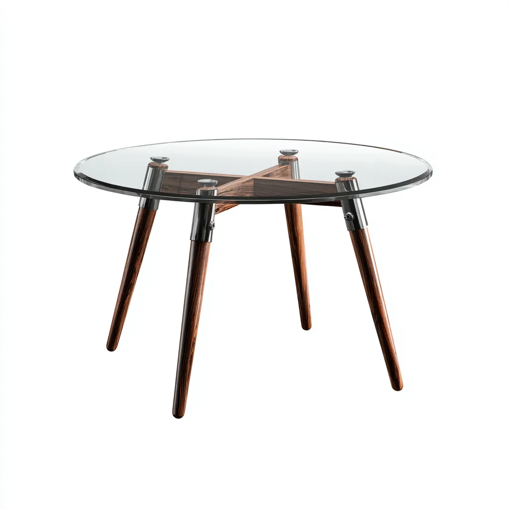 Couchtisch - Glas und Holz - 90x90x45 cm - Transparent-Braun - Modernes Design