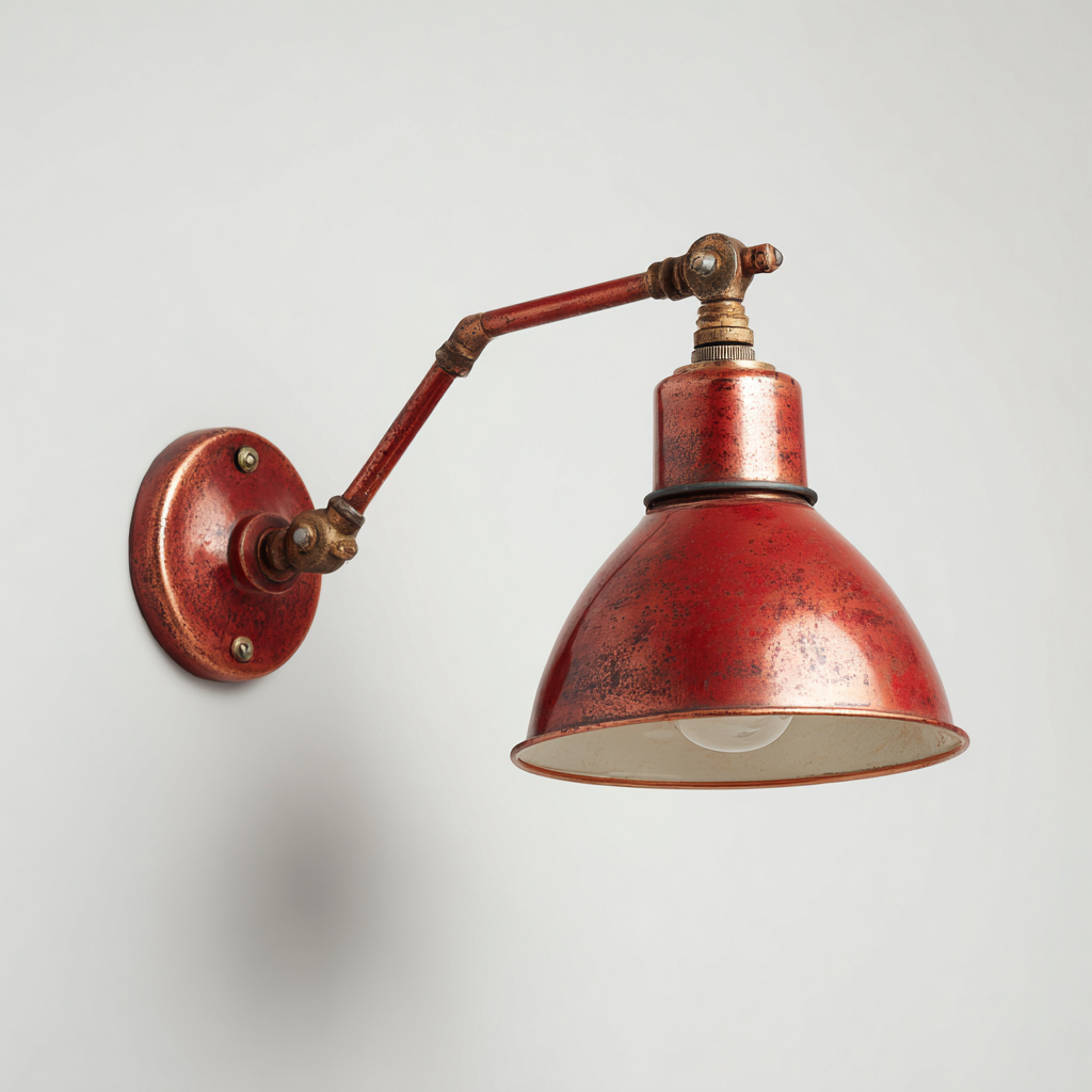 Wandleuchte aus Metall 20x25x30 cm - rot - industrielles Design mit verstellbarem Lampenarm