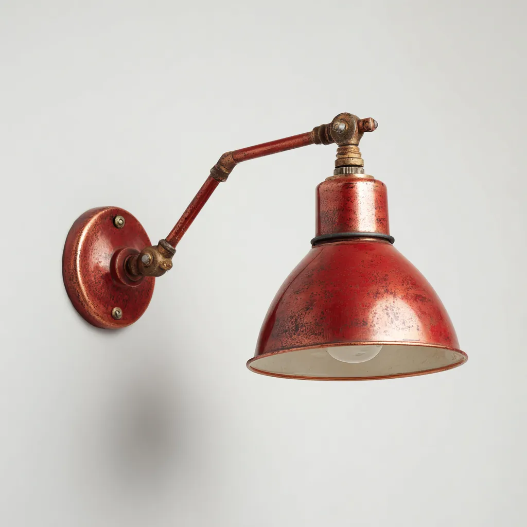 Wandleuchte aus Metall 20x25x30 cm - rot - industrielles Design mit verstellbarem Lampenarm