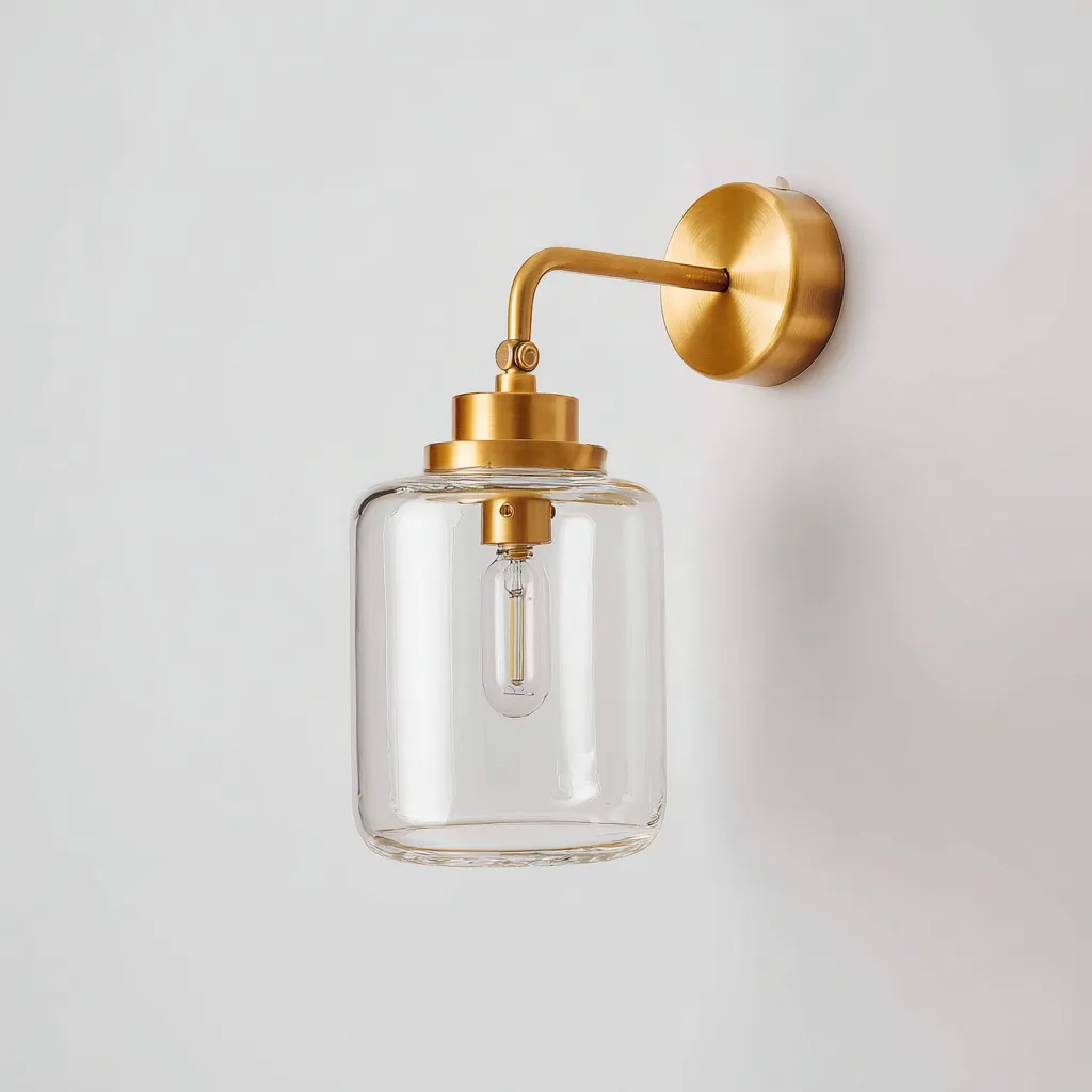 Wandlampe Metall-Glas 17x20x25 cm - gold-transparent - modernes Design mit Glaszylinder