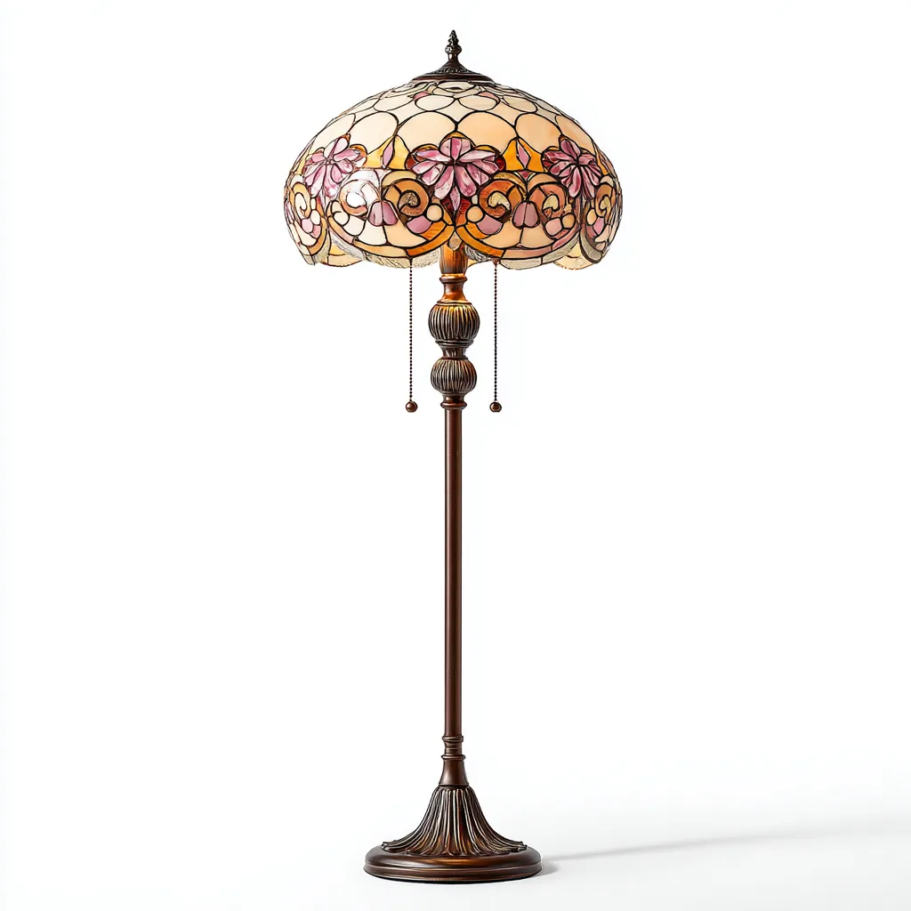 Stehlampe Glas Metall 40x40x165 cm - braun-mehrfarbig - klassisches Tiffany-Design mit floralen Mustern