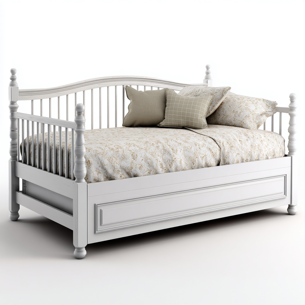 Schlafsofa Massivholz 200x90x95 cm - Weiß - mit ausziehbarem Bett im klassischen Design