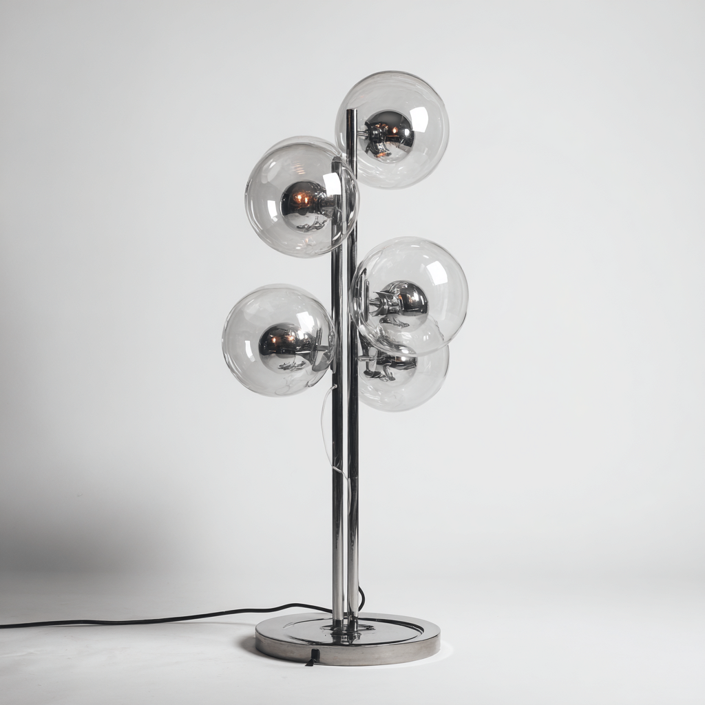 Stehlampe Metall Glas 40x40x150 cm - silber - modernes Design mit Kugelschirmen