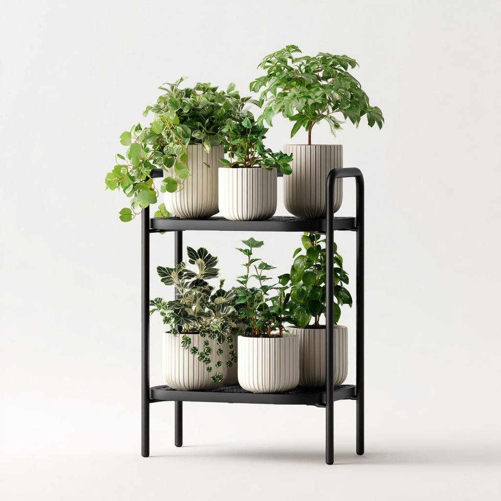 Pflanzenregal aus Metall 45x25x65 cm - schwarz - minimalistisches Design