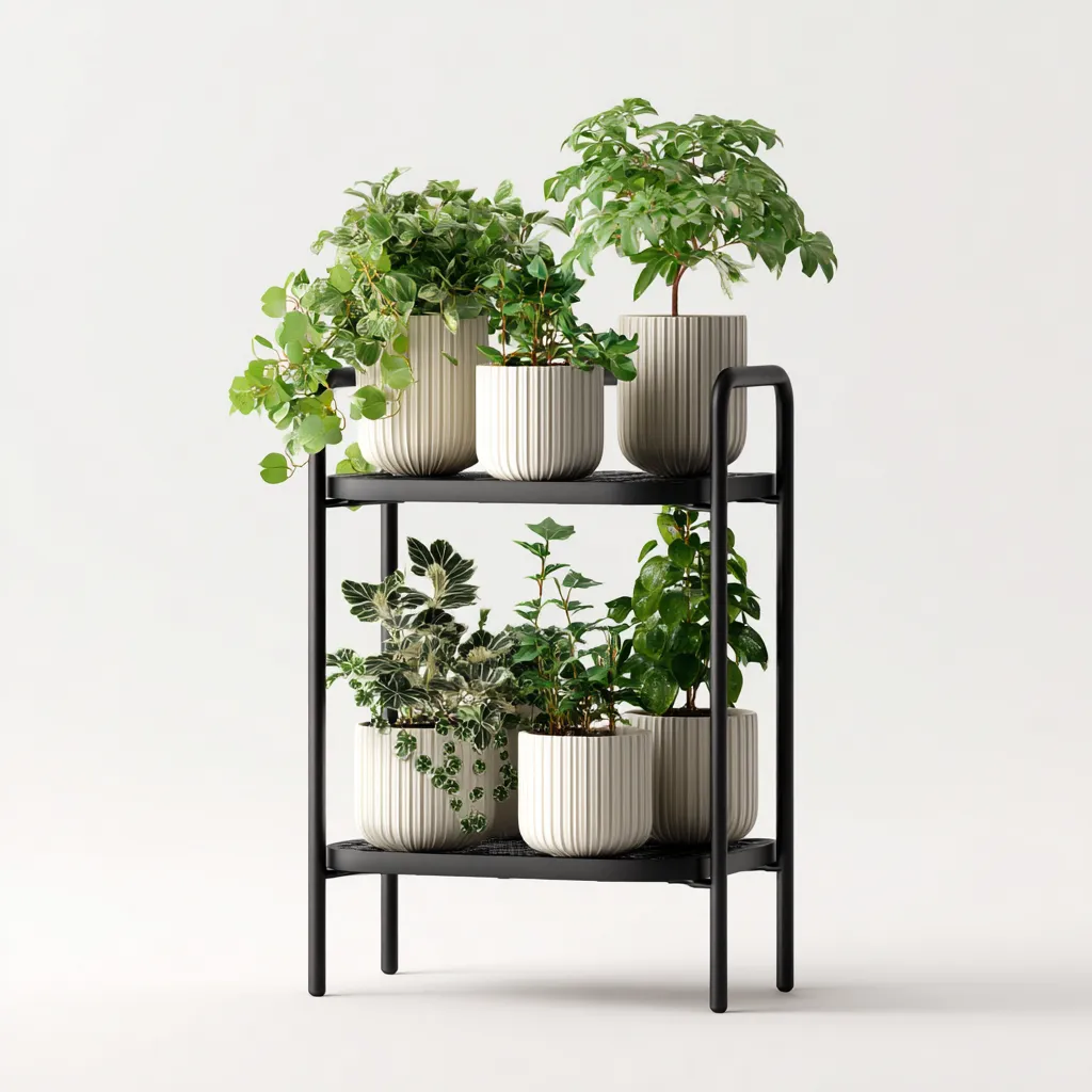 Pflanzenregal aus Metall 45x25x65 cm - schwarz - minimalistisches Design