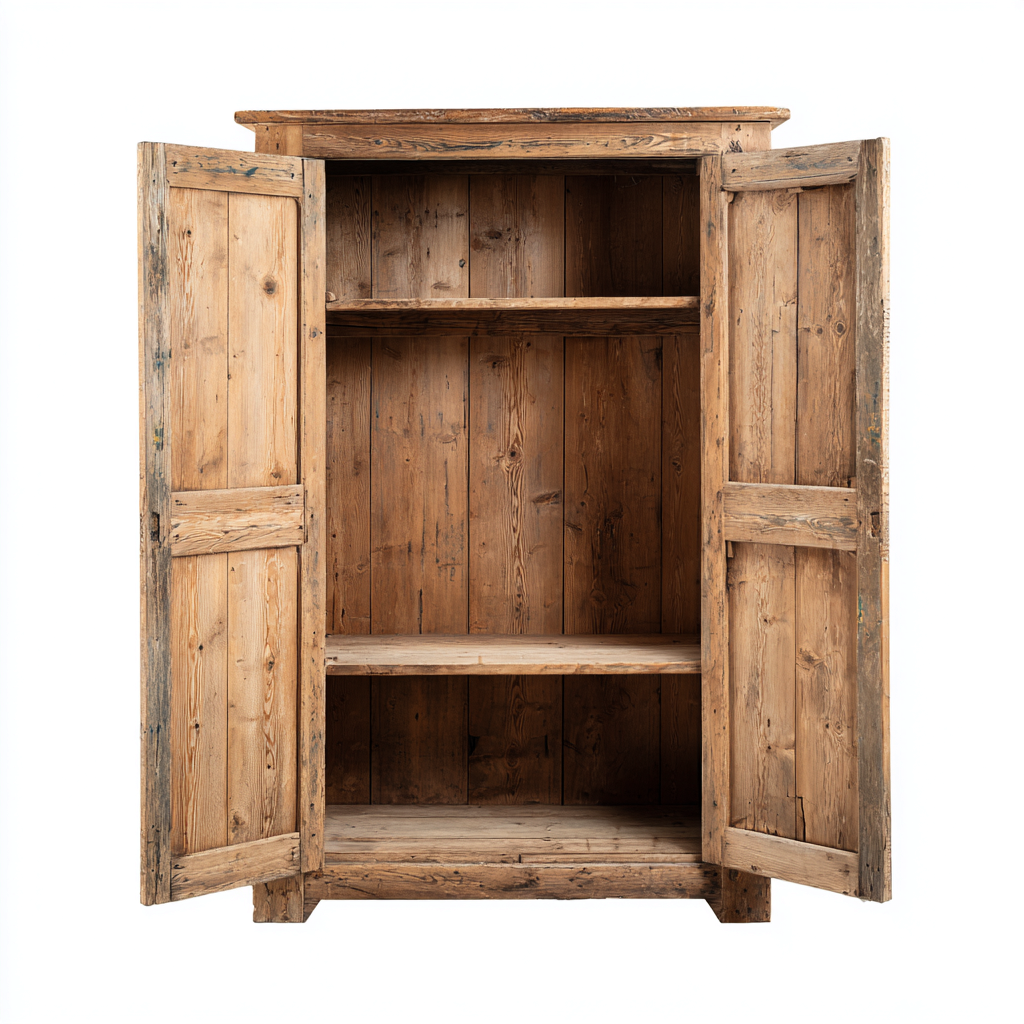 Kleiderschrank Massivholz 100x50x180 cm - Natur - 2 Türen im rustikalen Landhausstil