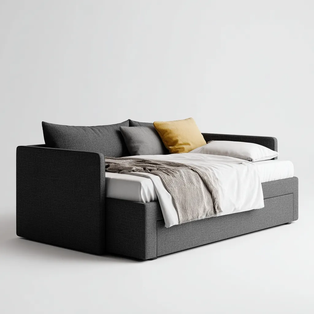 Schlafsofa aus Stoff 210x95x85 cm - dunkelgrau - modernes Design mit ausziehbarem Bett für Wohnzimmer und Gästezimmer