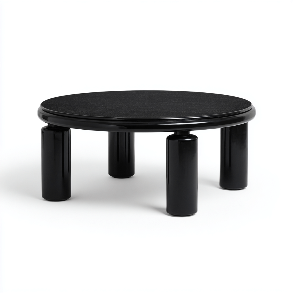 Couchtisch Rund Schwarz Hochglanz MDF - 80x80x35 cm - Modernes Design