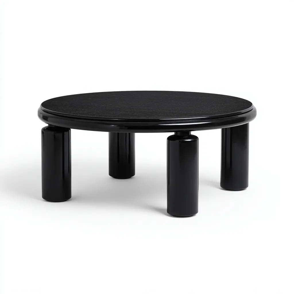 Couchtisch Rund Schwarz Hochglanz MDF - 80x80x35 cm - Modernes Design