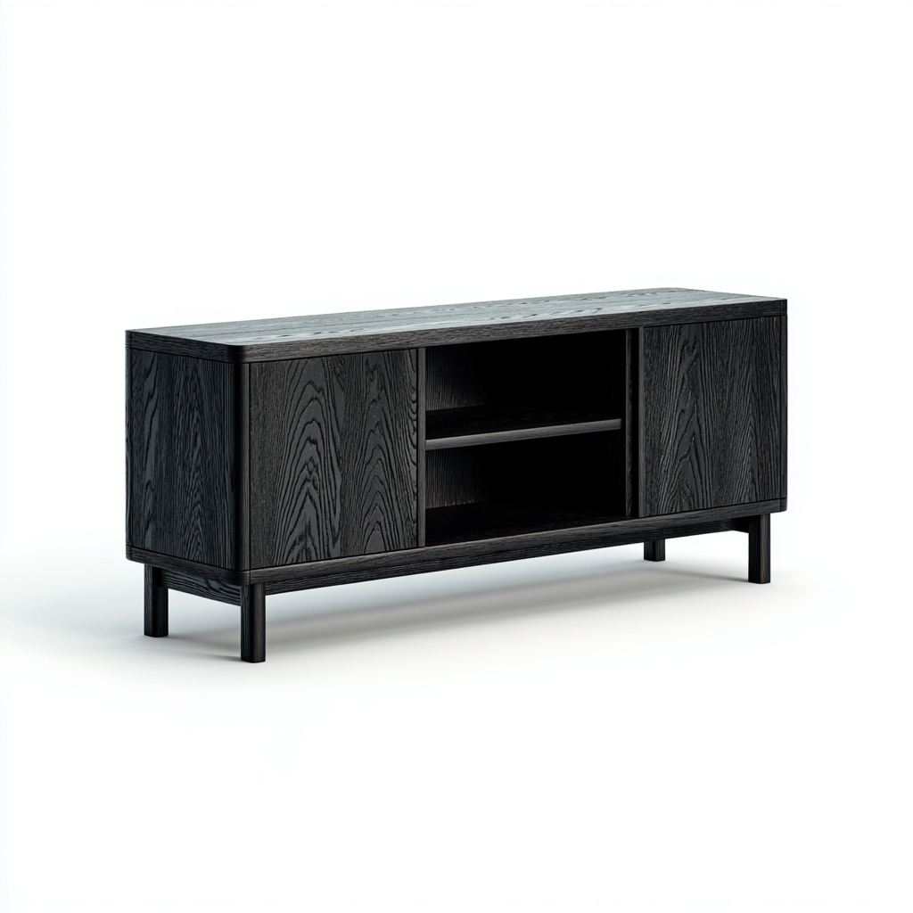 TV-Schrank Holz 165x42x60 cm - schwarz - modernes Design mit Stauraum