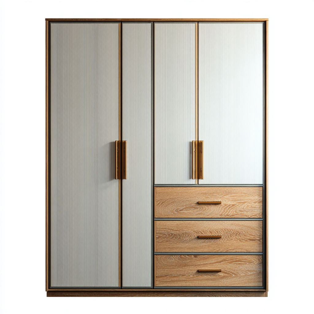 Kleiderschrank aus Holz 150x60x200 cm - Eiche-Weiß - modernes Design mit Stauraum
