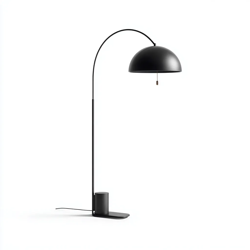 Stehlampe aus Metall 45x30x160 cm - schwarz - modernes Bogen-Design mit Halbkugelschirm