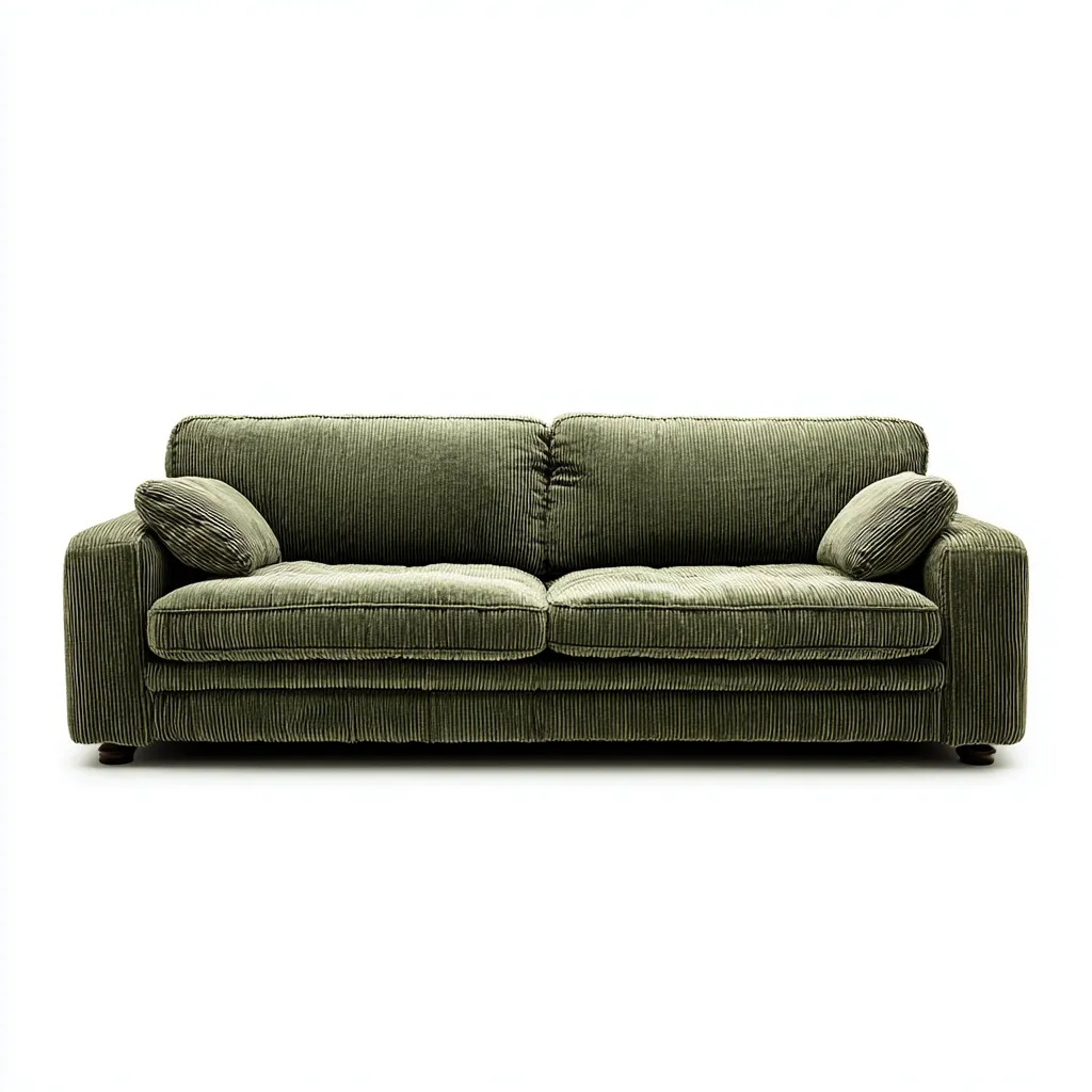 Dreisitzer Sofa Cord 220x90x82 cm - olivgrün - modernes Design mit weicher Polsterung