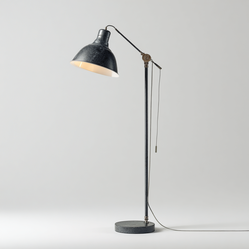 Stehlampe aus Metall 45x30x155 cm - dunkelgrau - industrielles Design mit verstellbarem Lampenkopf