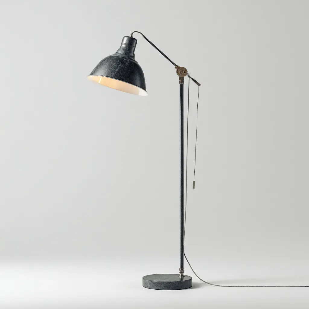 Stehlampe aus Metall 45x30x155 cm - dunkelgrau - industrielles Design mit verstellbarem Lampenkopf