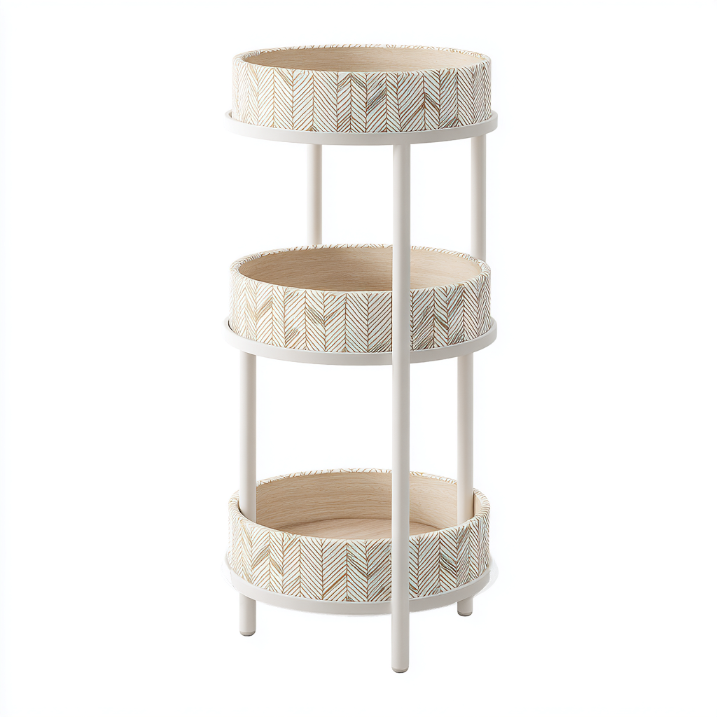 Pflanzenregal aus Holz und Metall 35x35x75 cm - beige-weiß - skandinavisches Design