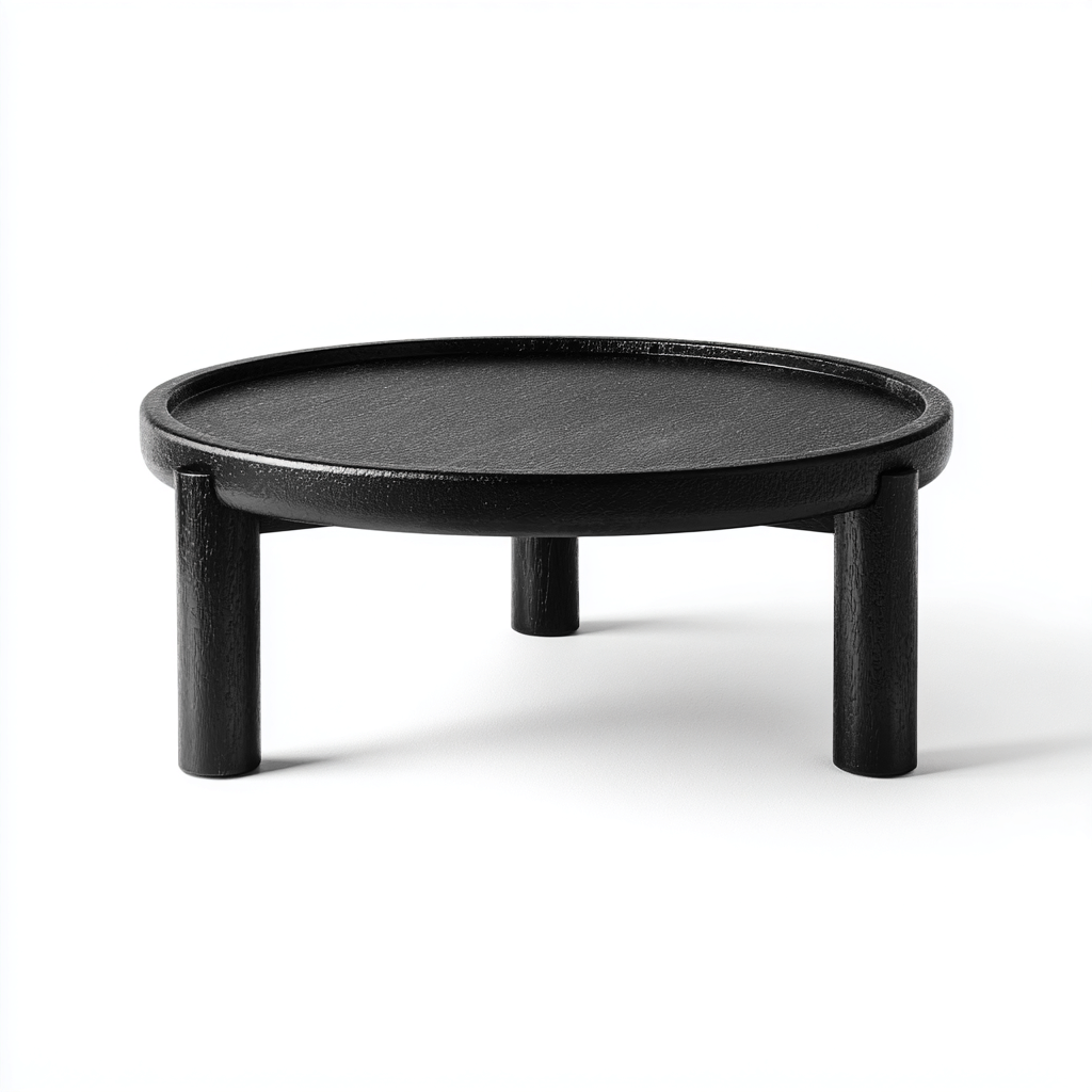 Couchtisch aus Holz 75x75x32 cm - schwarz - rundes minimalistisches Design