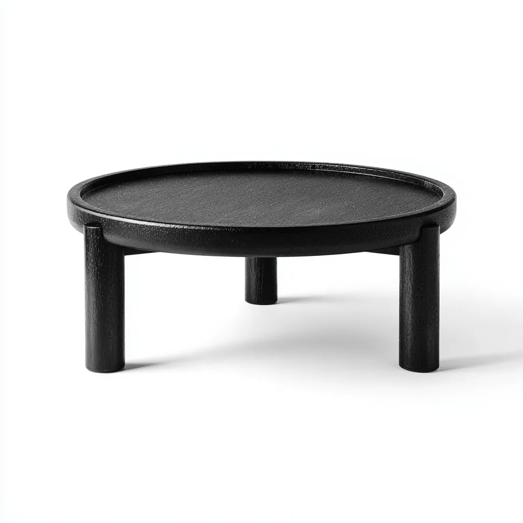 Couchtisch aus Holz 75x75x32 cm - schwarz - rundes minimalistisches Design