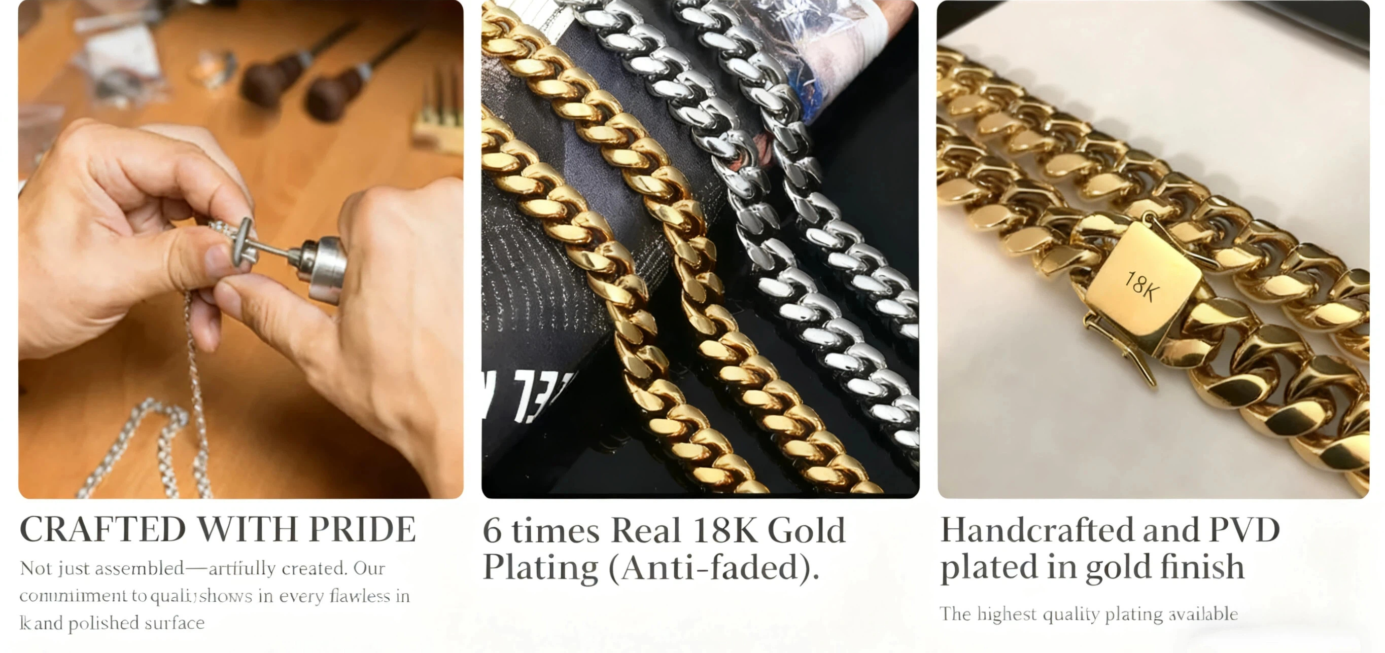 12mm Cuban chain and bracelet set, 18K Gold