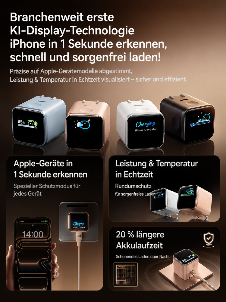 Profi-GaN³ Schnellladegerät (100W Echtzeit-Anzeige) – Für MacBook & iPhone