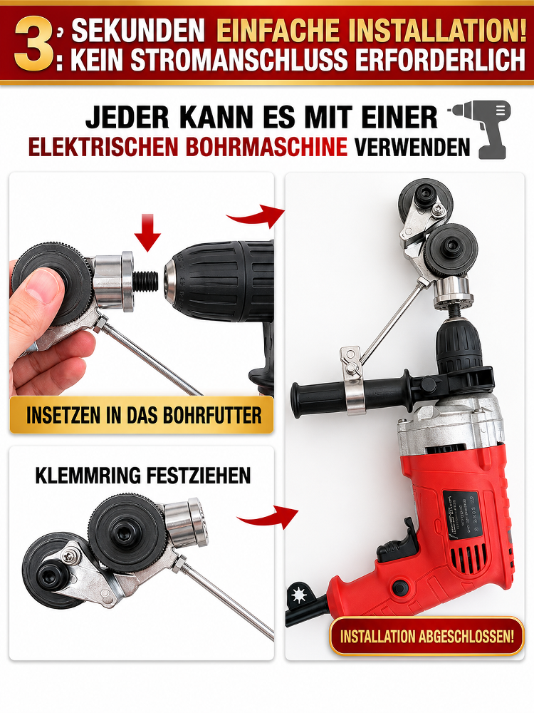 Blechschneider für Bohrmaschine。Verwandle deine alte Bohrmaschine in eine Profi-Schneidemaschine – für den Preis eines Mittagessens